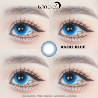 [SALE] Lens mắt A201 Blue màu xanh biển, không viền, size vừa - thương hiệu LUNA EYES