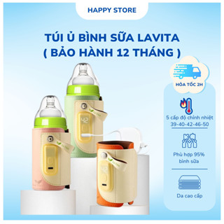 Túi ủ bình sữa di động cho bé Lavita da cao cấp, có hiển thị 5 chế độ nhiệt bảo hành 12 tháng