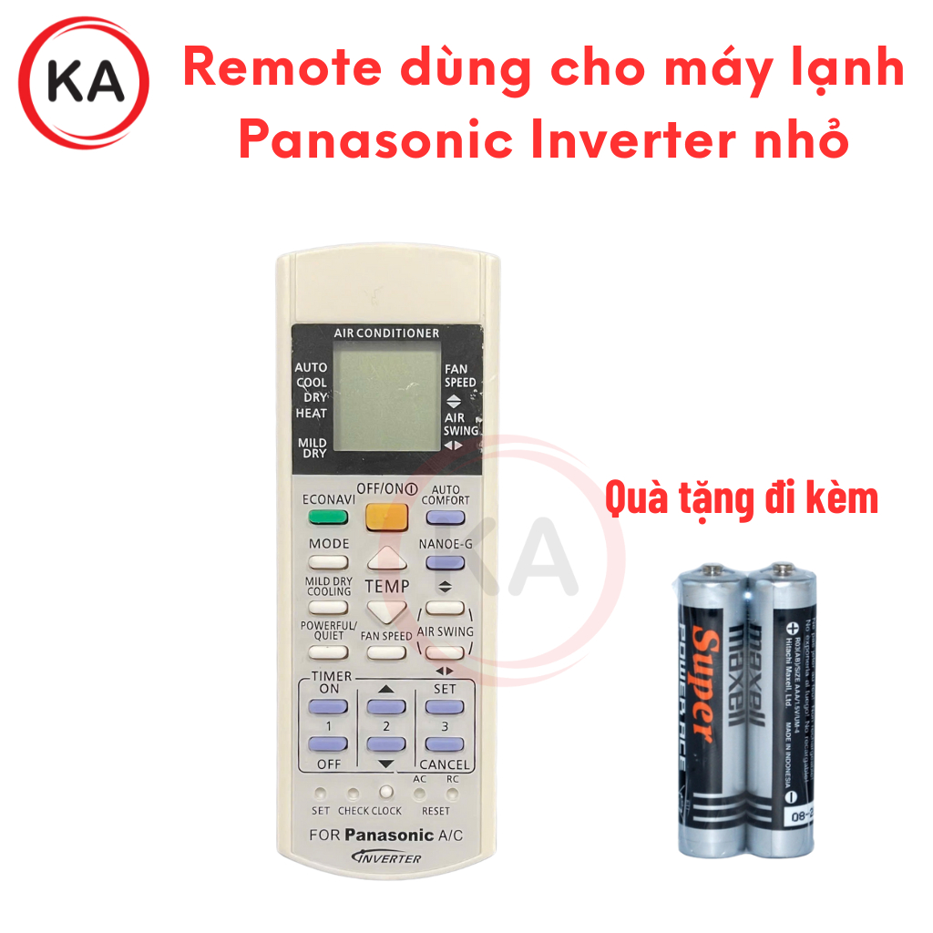 Remote máy lạnh Panasonic Inverter nhỏ, Điều khiển điều hòa Panasonic Inverter nhỏ