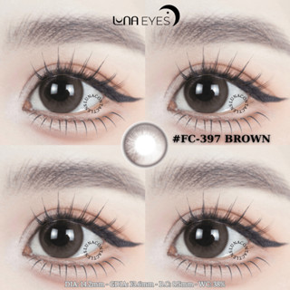 [new] Lens mắt FC-397 Brown màu nâu hồng tự nhiên, có viền, size vừa - thương hiệu LUNA EYES