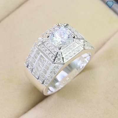 Nhẫn nam bạc thật bản lớn đính đá Cubic Zirconia 4 góc thiết kế hiện đại cao cấp NNA0678 - Trang Sức TNJ