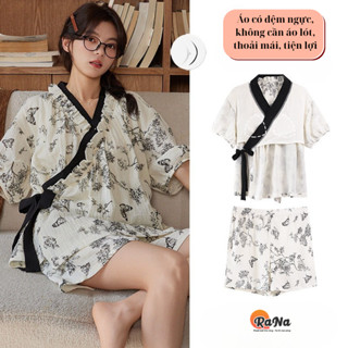Bộ mặc nhà mặc ngủ phong cách Nhật Bản có sẵn mút ngực cho nữ