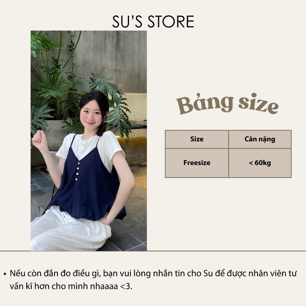 Set Yếm Nữ 2 Dây Dáng Bí Cúc Dọc Kèm Áo Thun Trơn (Có Bán Lẻ Yếm) Su Chang S807 Thời Trang Nữ | BigBuy360 - bigbuy360.vn
