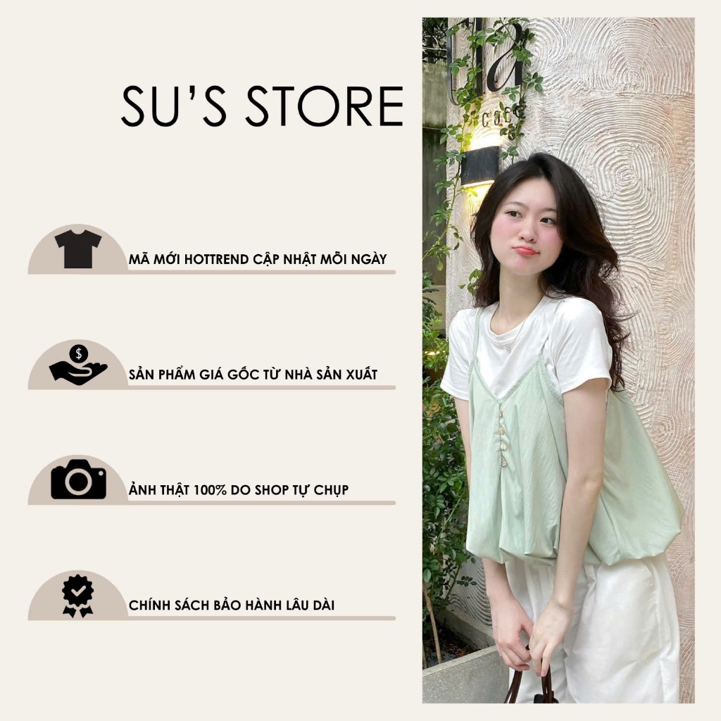 Set Yếm Nữ 2 Dây Dáng Bí Cúc Dọc Kèm Áo Thun Trơn (Có Bán Lẻ Yếm) Su Chang S807 Thời Trang Nữ | BigBuy360 - bigbuy360.vn