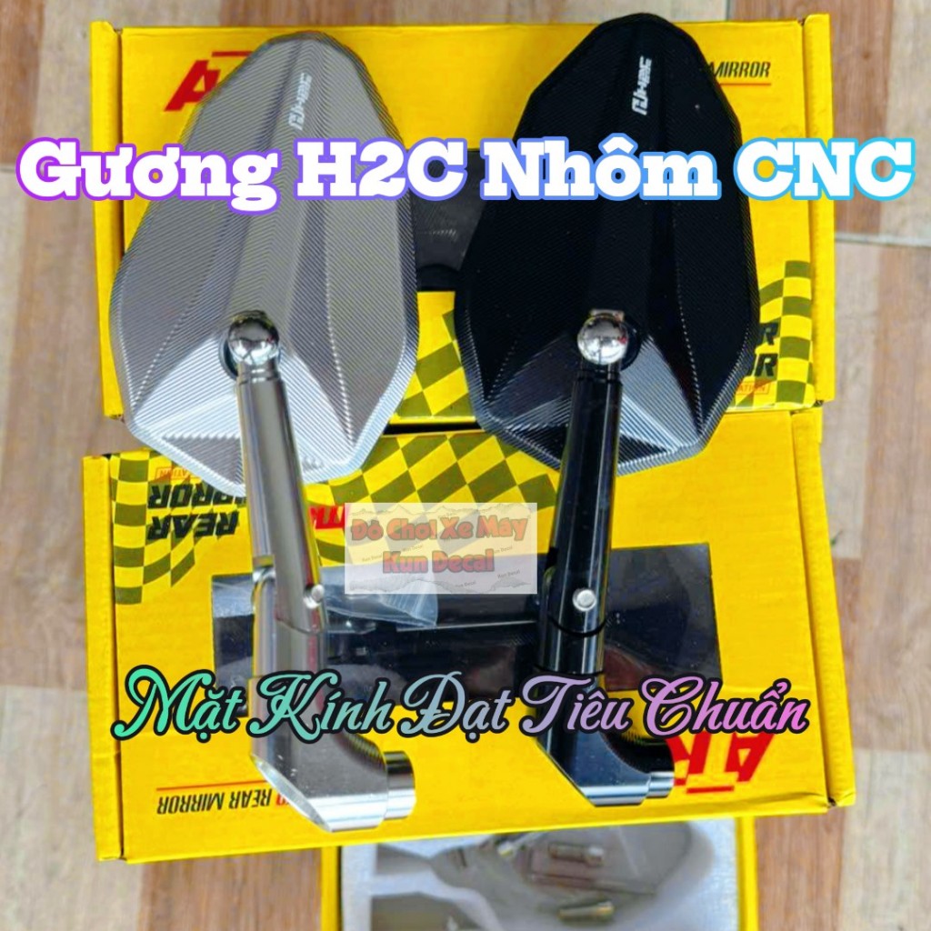 Kính Gương chiếu hậu H2C mẫu V2 chính hãng nhôm CNC Giá bán 1 cái