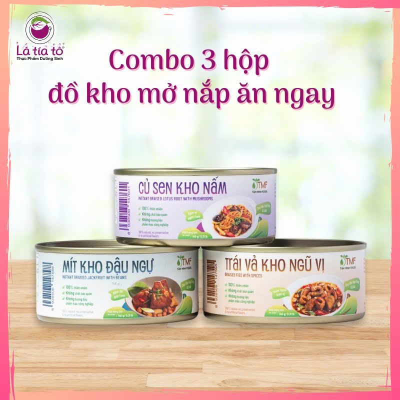 COMBO MIX 3 HỘP ĐỒ KHO: CỦ SEN KHO NẤM,MÍT KHO ĐẬU NGỰ,VẢ KHO NGŨ VỊ