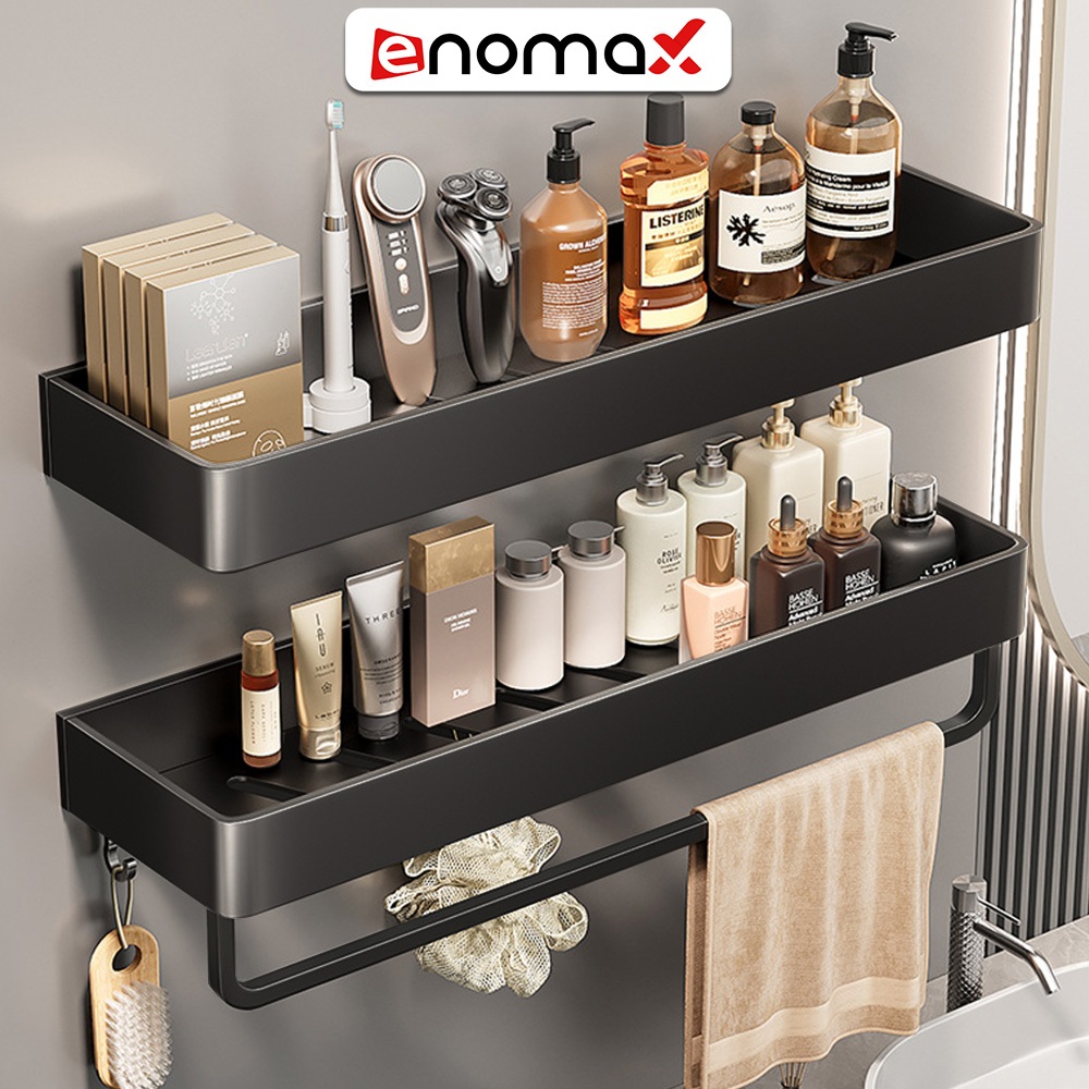 Kệ để đồ Enomax đựng đồ nhà tắm đa năng dán tường, chất liệu nhôm hàng chống gỉ cao cấp