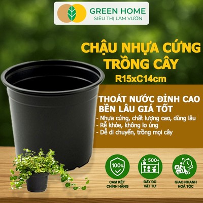 3 Chậu Trồng Cây GreenHome, 15x14cm, Nhựa Cứng, Bền, Thoát Nước Tốt, Trồng Cây, Hoa, Kiểng