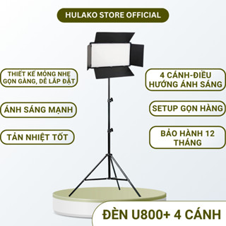  Đèn LED Trợ Sáng Livestream HULAKO U800-Kèm Pin 4 Cánh Điều Hướng Ánh Sáng 3 Chế Độ Sáng Hỗ Trợ Makeup Chụp Ảnh Spa 