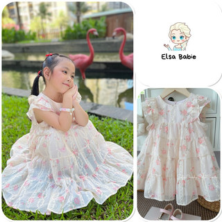  Đầm công chúa ElsaBabie Váy hoa hồng thiết kế xòe tầng tiếu thư chất thô boil 