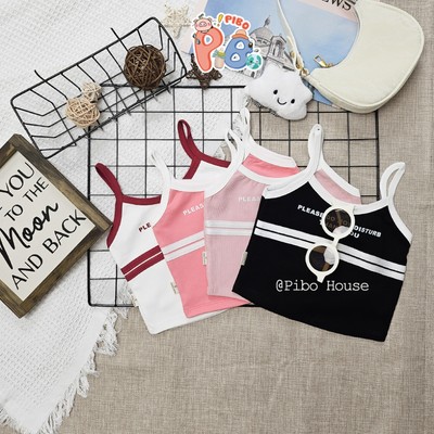 Áo Hai Dây Cho Bé Gái, Dáng Croptop Lượn Tôm, Thiết Kế Thể Thao Sành Điệu, Mềm Mát- SIMEEFA-Pibo Store-T2-HDS