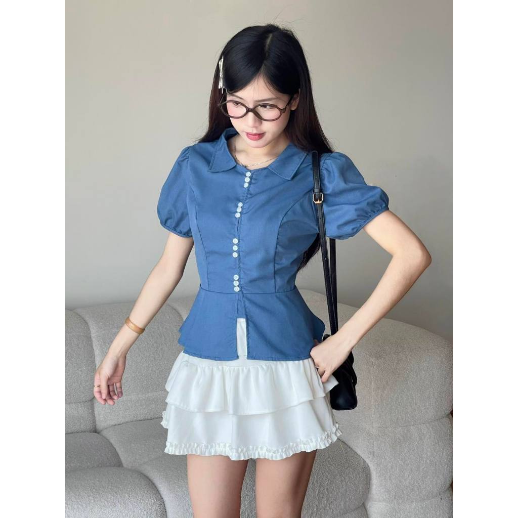 Áo sơ mi kiểu tay bồng cúc nhỏ Miho House | BigBuy360 - bigbuy360.vn
