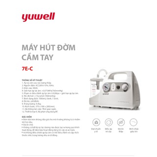 Máy hút mũi cho bé Yuwell 7E-C - Lực hút mạnh an toàn cho bé - Tặng 2 đầu hút mũi - Bảo hành 2 năm
