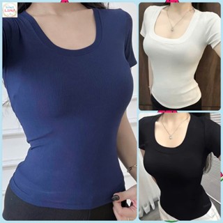 [FREESHIP] Áo Thun Cổ Vuông Tay Ngắn Ôm Body Thoáng Mát Phong Cách Hàn Quốc, Áo Nữ Kiểu Babytee