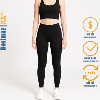 Quần Legging Nữ Bosimaz MS011 dài không túi màu đen cao cấp, thun co giãn 4 chiều, vải đẹp dày.