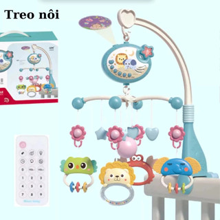 Đồ Chơi Treo Nôi Cũi Cho Bé Sơ Sinh Xoay 360 Độ có nhạc ,có đèn trần kích thich thị giác cho bé TẶNG Điều Khiển
