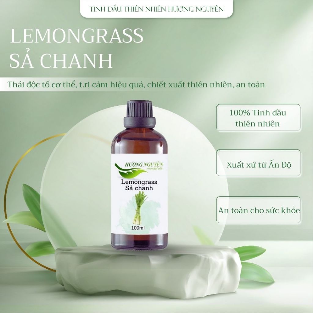 Tinh dầu sả chanh, thải độc tố cơ thể, t.rị cảm hiệu quả, chiết xuất thiên nhiên, an toàn