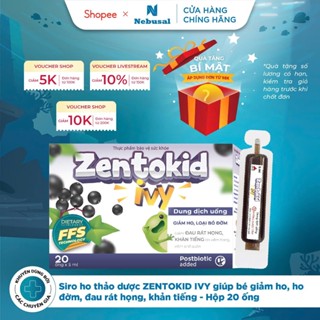  Siro Giảm Ho Bổ Phổi ZENTOKID IVY Long Đờm Tăng Cường Đề Kháng Cho Bé 20 Ống uống tiện lợi 