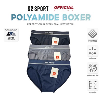 COMBO 3 Quần lót nam S2 SPORT polyamide cao cấp co giãn 4 chiều khử khuẩn thoáng khí - SBF66.CB3