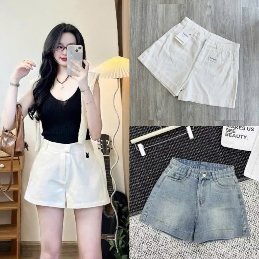 Quần ngố sooc bò jean nữ jeans cạp cao phong cách Hàn Quốc sành điệu style jeanshop_0603 ms03