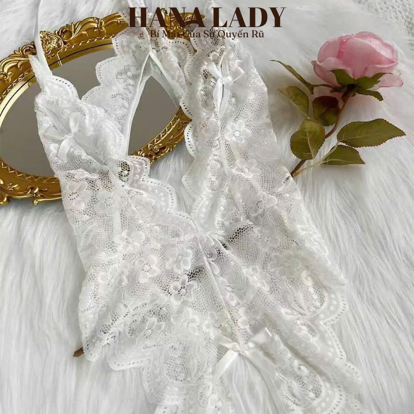 Đồ ngủ body 2 dây - Bodysuit ren hoa nổi hở lưng không đáy VN537 | BigBuy360 - bigbuy360.vn
