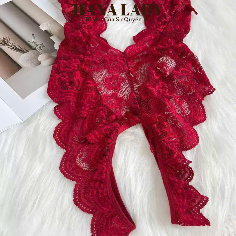 Đồ ngủ body 2 dây - Bodysuit ren hoa nổi hở lưng không đáy VN537 | BigBuy360 - bigbuy360.vn