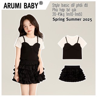 Đồ bộ bé gái áo thun ngắn tay kèm chân váy bèo tầng thiết kế cho bé gái ARUMI BABY 241069