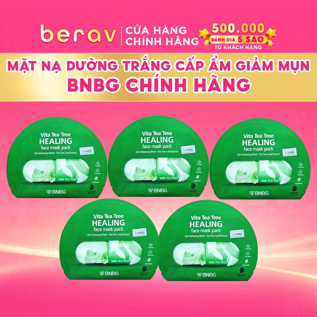 Combo 5 Mặt Nạ Tràm Trà BNBG Giảm Mụn Vita Tea Tree Healing Face Mask Pack 30mlx5