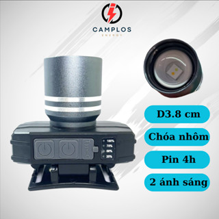Đèn pin đội đầu 2 ánh sáng trắng vàng kết hợp đèn pha đội đầu có zoom xa gần pin 2000mah hợp kim nhôm và ABS