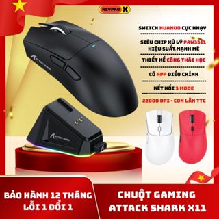 Chuột Gaming Không Dây Attack Shark X11 Siêu Nhẹ Chip Paw3311 Cực Mạnh 3 Chế Độ Kết Nối Bluetooth / 2.4G / Type-C
