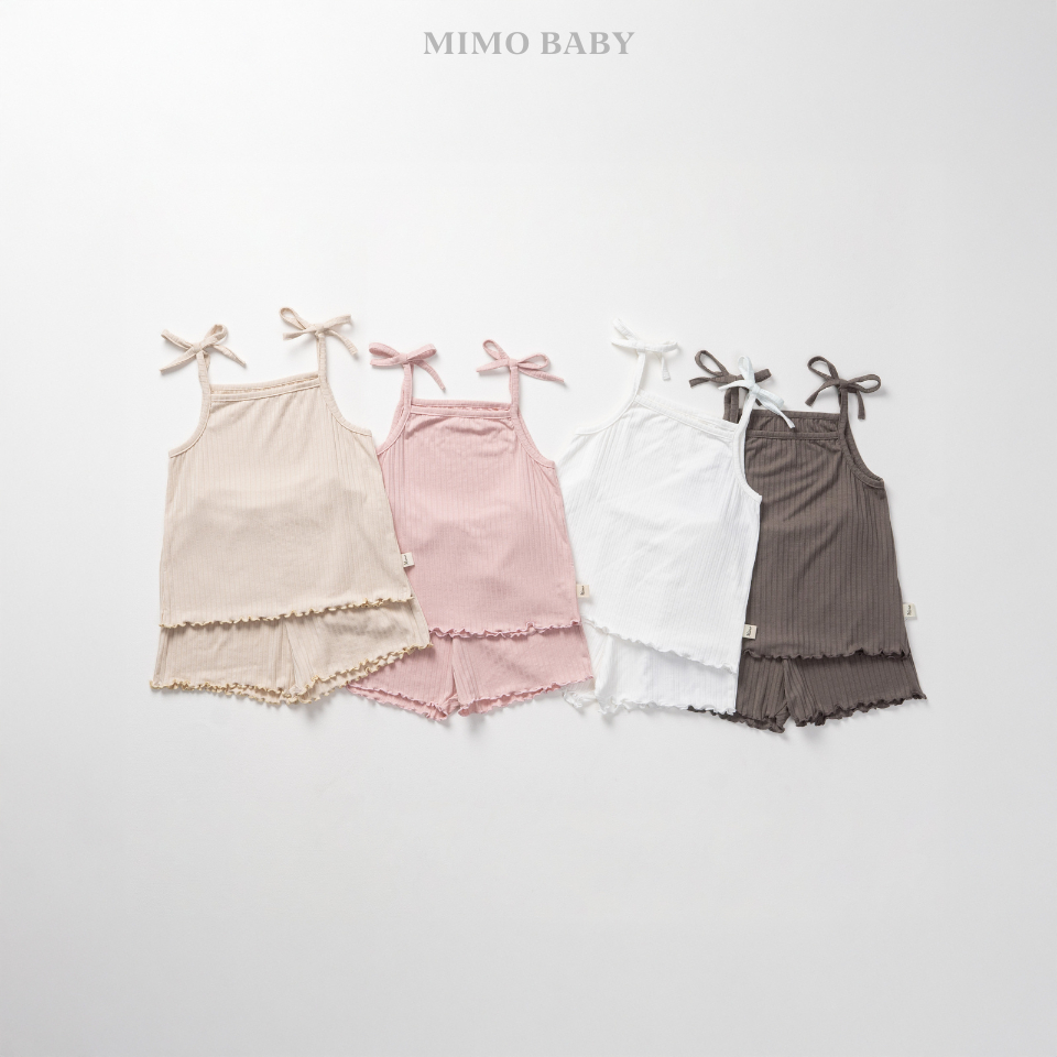 Bộ quần áo hai dây mềm mại, buộc nơ vai xinh xắn cho bé gái Mimo Baby QA291