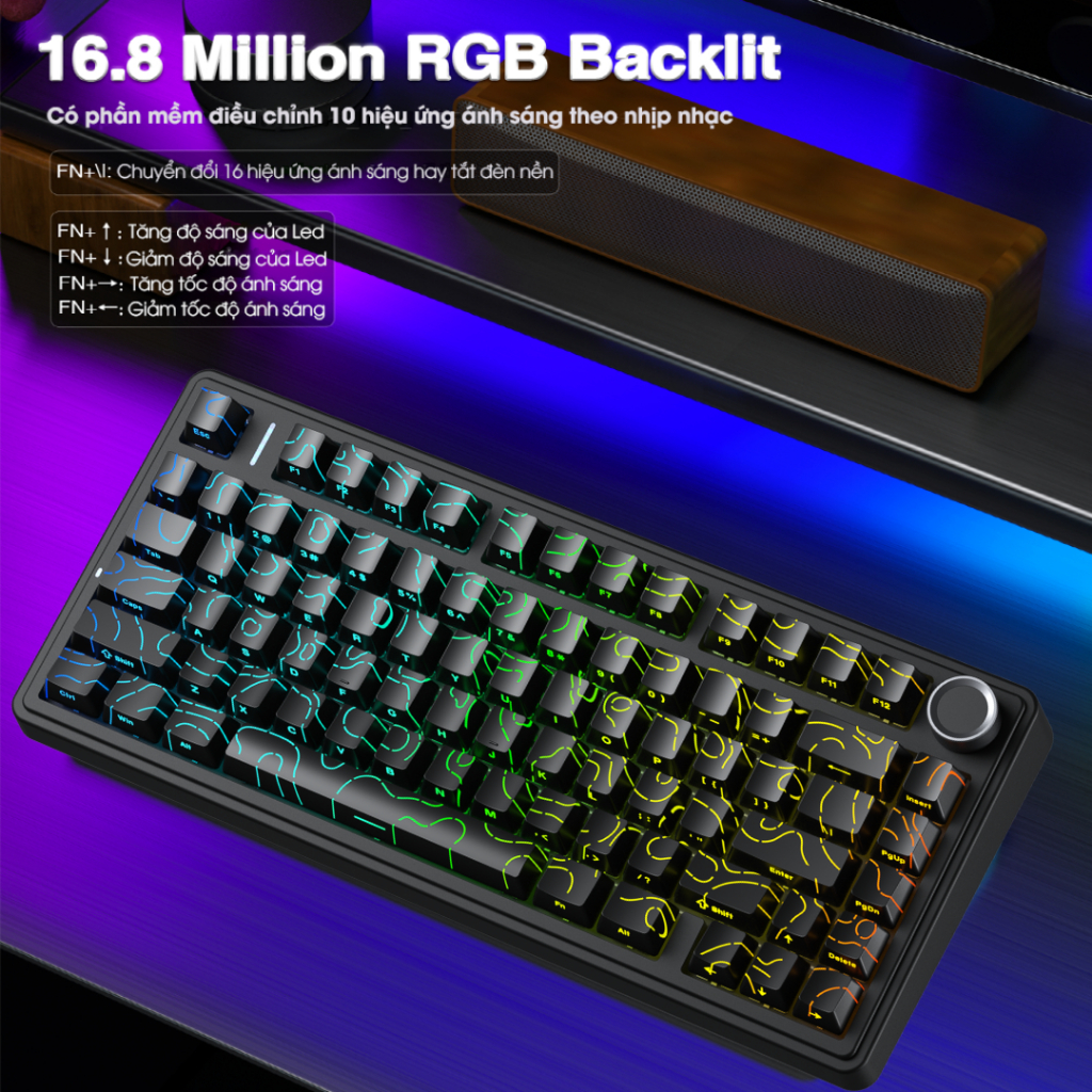 Bàn Phím Cơ 3 Mode AULA F75 Contour Mạch Xuôi Hotswap Kết Nối Không Dây Núm Vặn Đa Năng Gaming | BigBuy360 - bigbuy360.vn