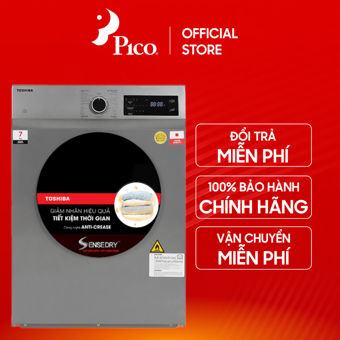 [Pico Official - Lắp đặt 0Đ HN HCM] Máy sấy thông hơi 7 kg Toshiba TD-H80SEV(SK)