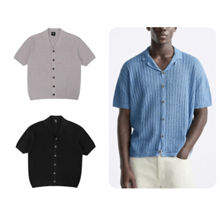 Áo sơ mi len cộc tay Zanes Jack Lane, Áo sơ mi nam dệt kim cổ cuba form regular fit