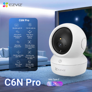 [Tặng Thẻ Nhớ 64GB] Camera Ezviz H6C Pro 2K (3.0MP) - Xoay 360°, đàm thoại 2 chiều, thông minh...