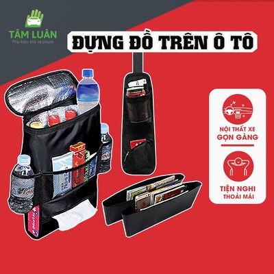Túi đựng đồ gắn xe ô tô treo sau ghế, hộp khay đựng đồ ô tô - Phụ kiện ô tô Tâm Luân