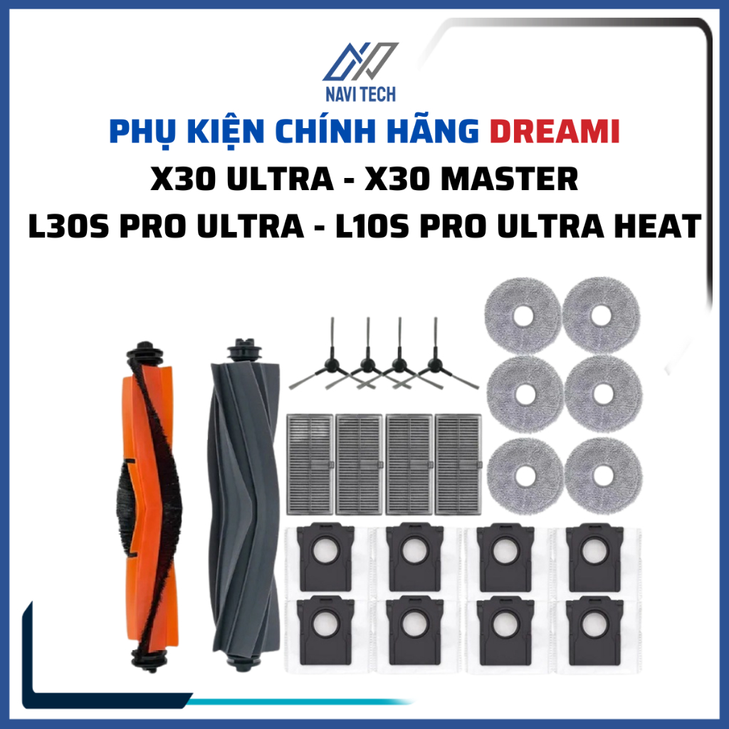 Phụ kiện CH Robot hút bụi Dreame X30 Ultra, X30 Master, L30s Ultra, L10s pro ultra heat khăn, lọc (R