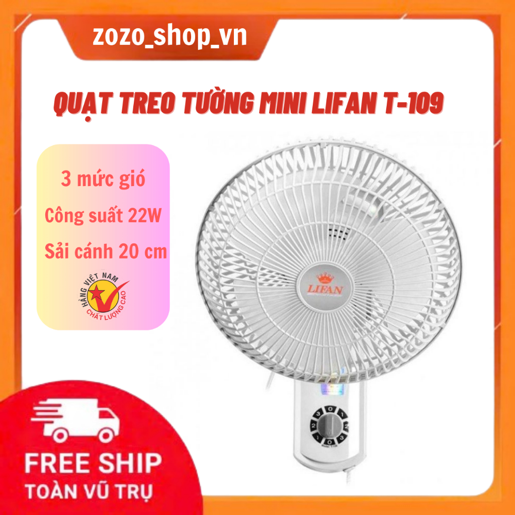 Quạt Treo Tường Mini LIFAN T-109, Quạt Treo Nhà Vệ Sinh, Phòng Bếp Nhỏ Gọn