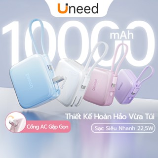 Sạc Dự Phòng Mini Uneed Powerbank 10000mAh, Sạc Nhanh 22.5W, Pin Sạc Type‐C/L, Sạc Dựng Phòng Không Dây