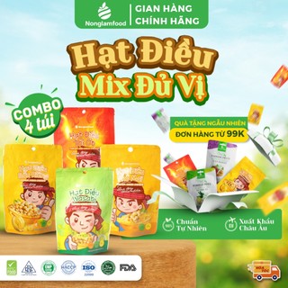  Hạt điều phủ vị phô mai sầu riêng tỏi ớt wasabi Nonglamfood túi 45g Đồ ăn vặt dinh dưỡng 