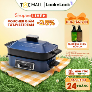 Nồi Lẩu Nướng Điện Đa Năng LocknLock 2.5L Chống Dính Có Khay Hấp Vỉ Nướng Chính Hãng EJG556 T2C Mall