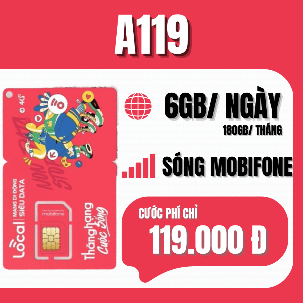 MOBIFONE 4G SIM DATA LOCAL FREE 1 THÁNG ĐẦU SỬ DỤNG DATA + PHÚT GỌI THẢ GA  A69 A79 A89 A99 A119