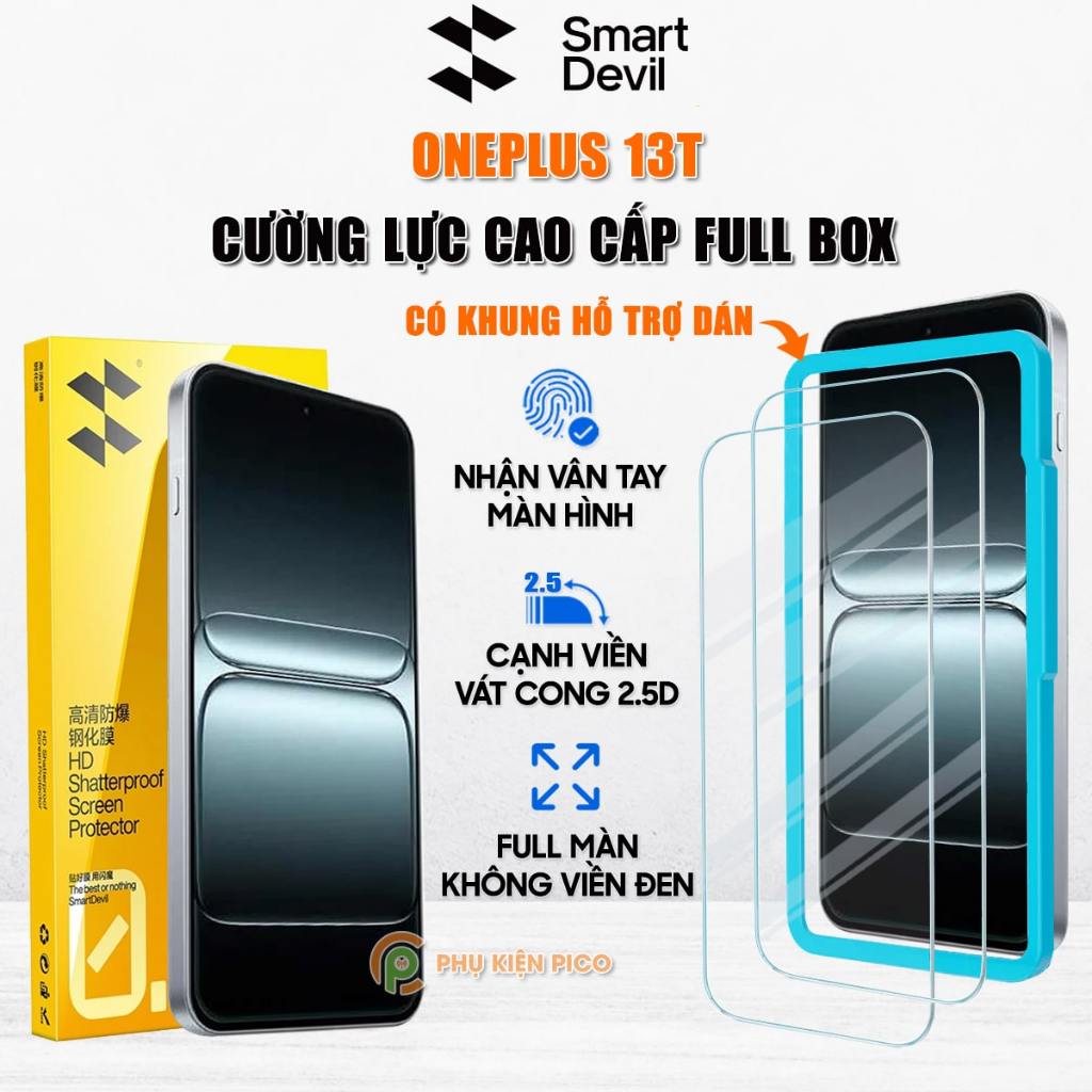 Kính cường lực Oneplus 13T trong suốt full màn hình chính hãng Smart Devil Dán màn hình Oneplus 13T