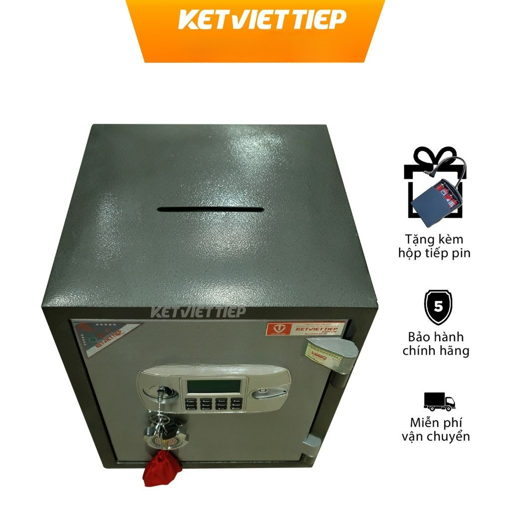 [KÉT THU NGÂN] Két sắt Việt Tiệp điện tử VTE80 công đức thu ngân có khe thả tiền