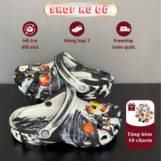  Dép sục loang Unisex Nam nữ  đế cao 2-3cm dép đế bằng phong cách cá tính 