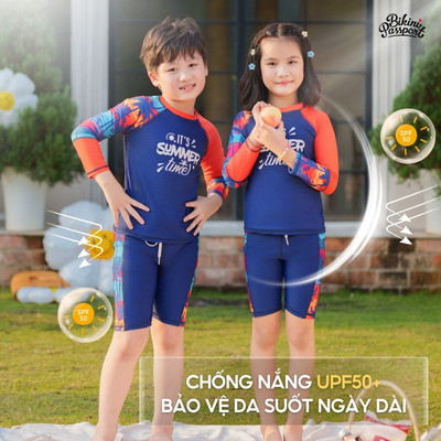 Đồ bơi trẻ em, áo tắm em bé BIKINI PASSPORT KID - kiểu unisex dạng quần lửng, áo có tay - màu Khác - KD046_X
