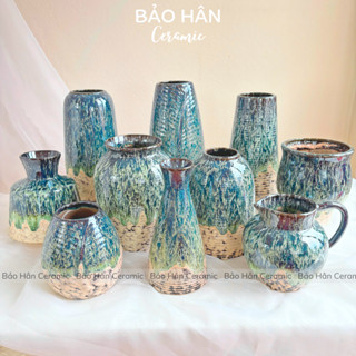Lọ Hoa Men Hỏa Biến Lục, Bình Hoa Đẹp Decor Nhiều Mẫu - Bảo Hân Gốm Sứ Bát Tràng