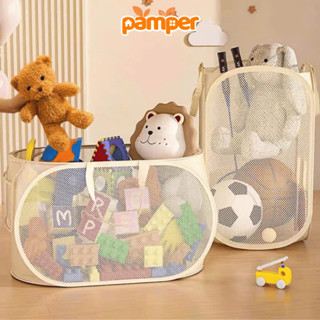  Giỏ Lưu Trữ Đồ Chơi Trẻ Em Gấp Gọn PAMPER Giỏ Đựng Quần Áo Vải Lưới Thoáng Khí Quai Xách Tiện Lợi 