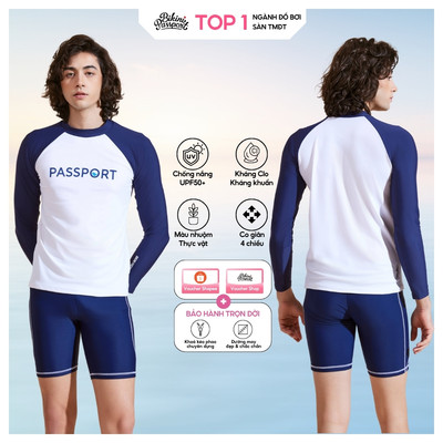 Áo bơi Nam BIKINI PASSPORT tay dài - màu Xanh Navy - BS347_NV