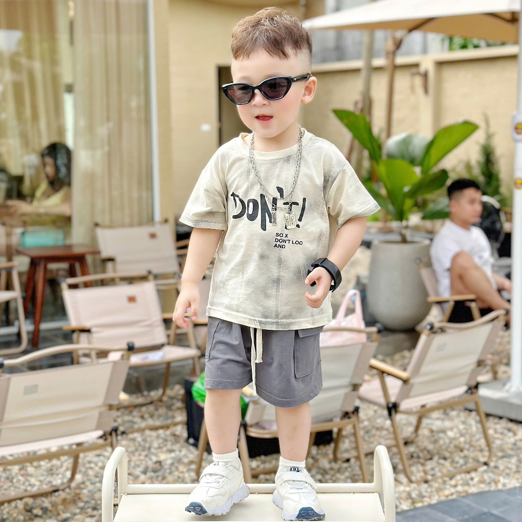 [Tiến Yến Kids] Set đồ bé trai in chữ DON’T! – Phong cách đường phố – Cotton mát – Size 8–30kg